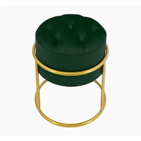 Puff Banqueta Estofado Decorativo Base De Ferro Capitonê Suede Verde Eli Móveis E Decoração