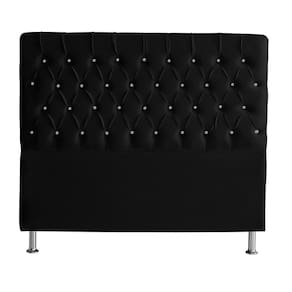 Cabeceira De Cama Box Bella King 195 Cm Suede Botão Cristal Preto Eli Móveis E Decoração