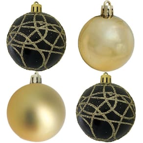 Bola De Natal Dourada Mista 6cm - 9 Unidades