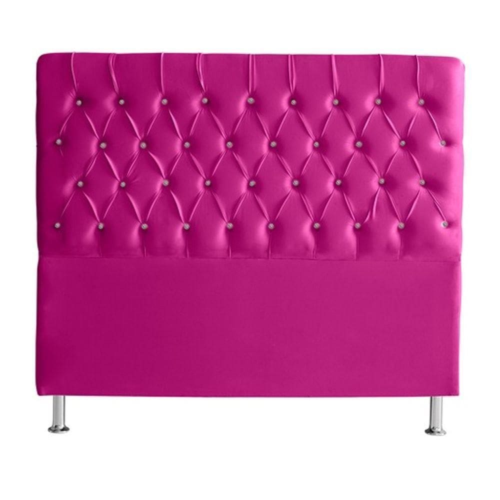 Cabeceira De Cama Box Bella Casal 140 Cm Suede Botão Cristal Rosa Pink Eli Móveis E Decoração
