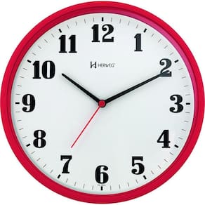 Relógio De Parede Redondo 26 Cm 6126 Herweg Vermelho