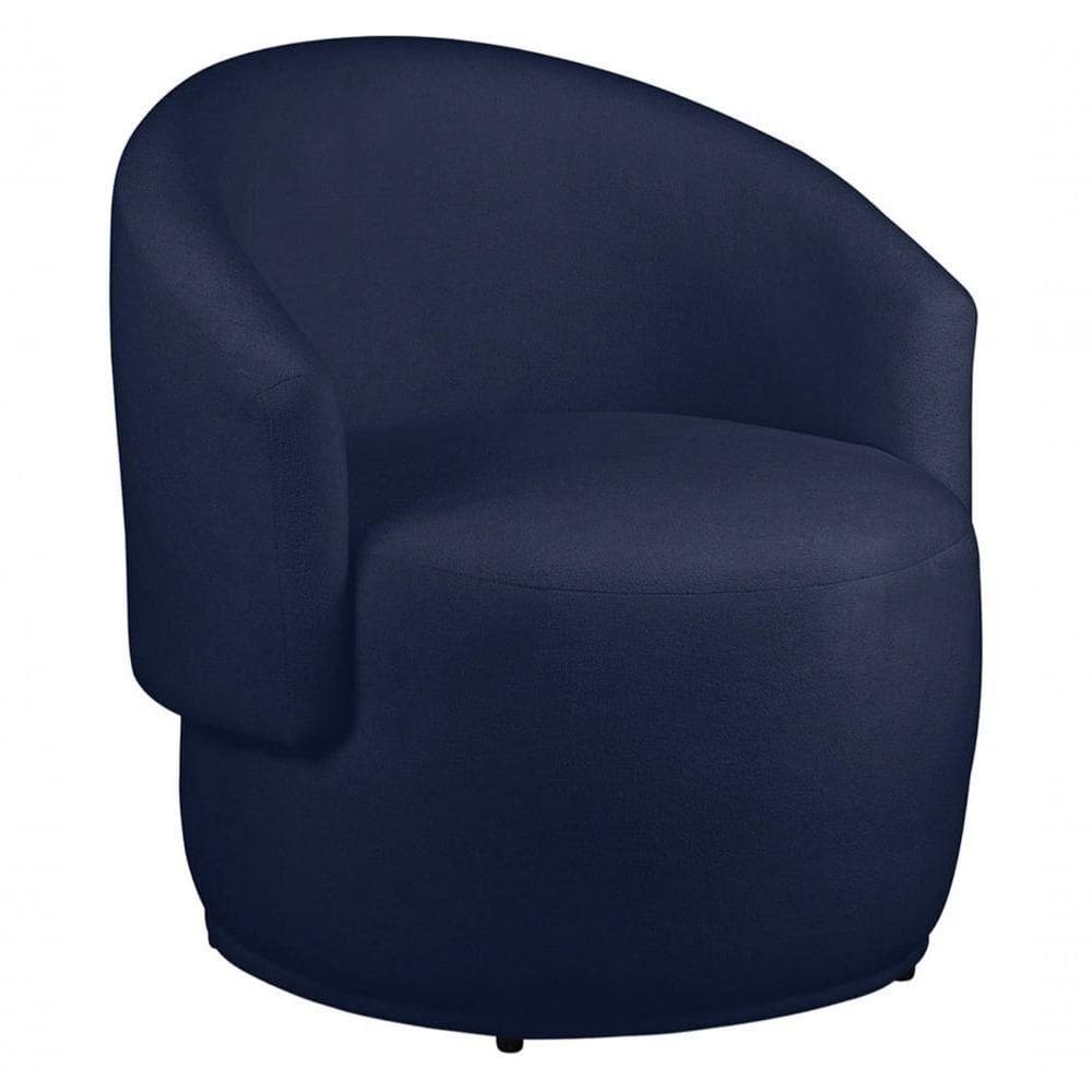 Poltrona Decorativa Heitor Sala Escritório E Recepção Suede Azul Marinho Eli Móveis E Decoração