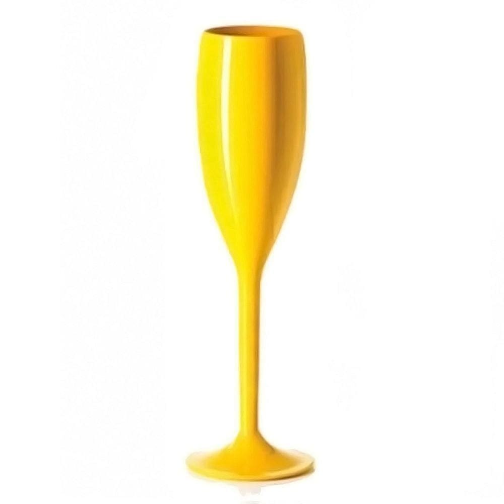 Taça De Champanhe Acrílico Amarela Deluxe 160ml