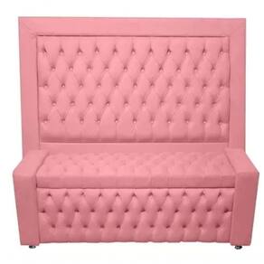 Kit Cabeceira De Cama Box E Calçadeira Baú Retro Capitonê Botão Encapados King 195 Cm Suede Rosa Eli Móveis