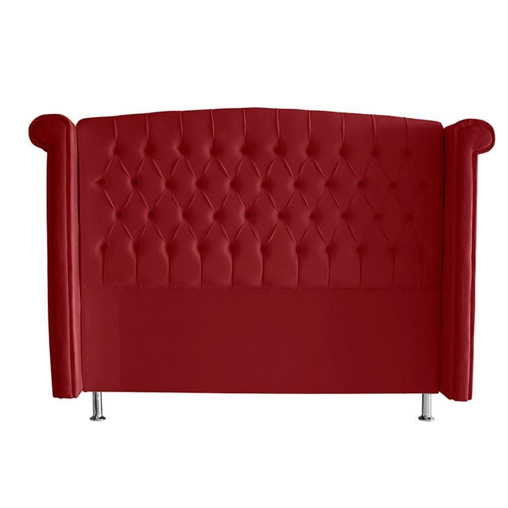 Cabeceira De Cama Box Toquio Casal 140 Cm Suede Vermelho Eli Móveis E Decoração