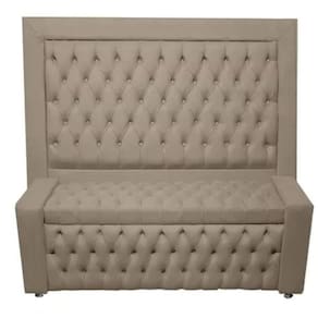 Kit Cabeceira De Cama Box E Calçadeira Baú Retro Capitonê Botão Encapados Casal 140 Cm Suede Capuccino Eli Móveis