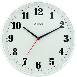 Relógio De Parede Redondo 26 Cm 6126 Herweg Branco