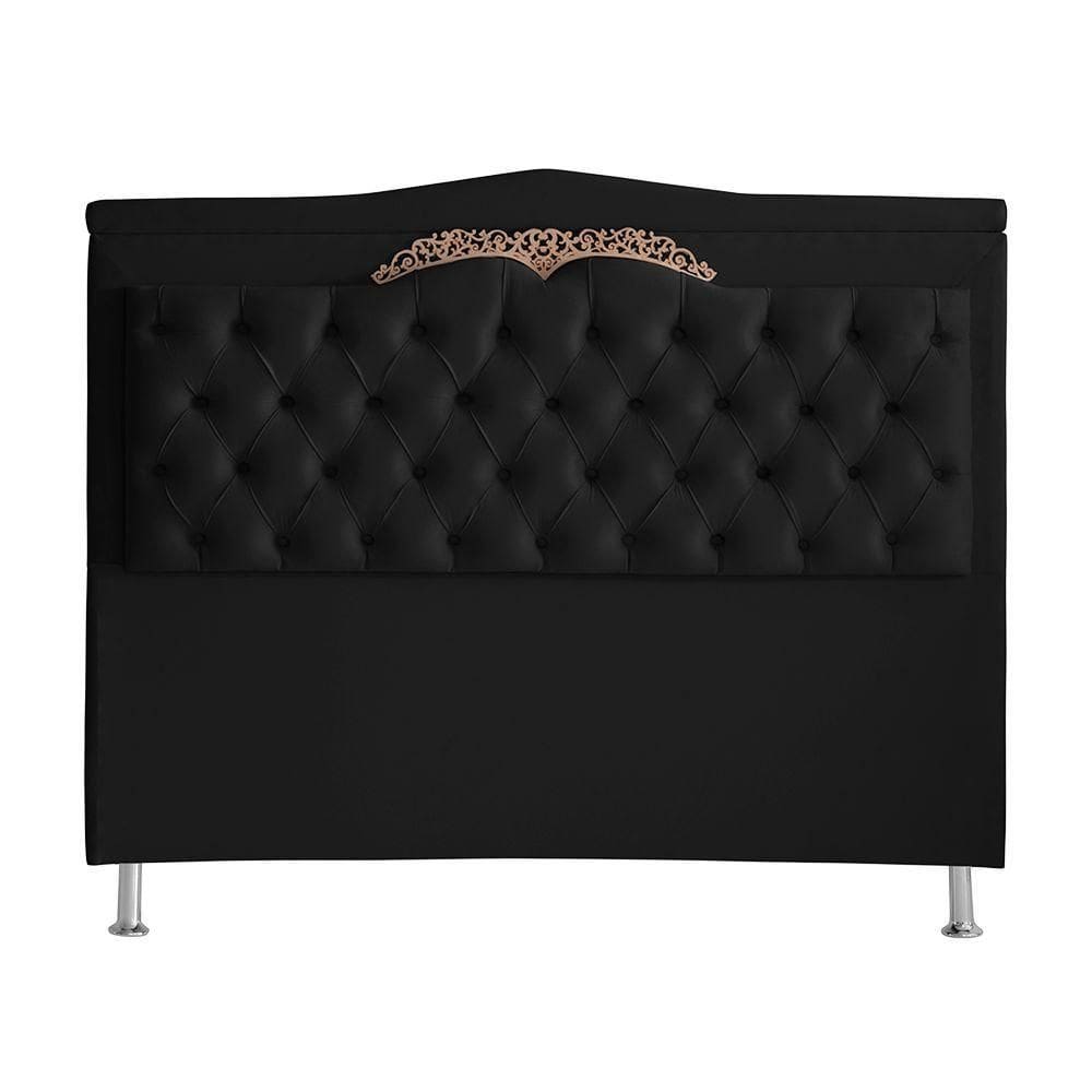 Cabeceira De Cama Box Madri Casal 140 Cm Suede Preto Eli Móveis E Decoração