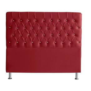Cabeceira De Cama Box Bella Casal 140 Cm Suede Botão Cristal Vermelho Eli Móveis E Decoração