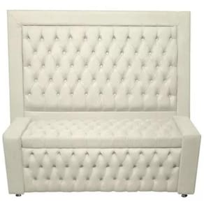 Kit Cabeceira De Cama Box E Calçadeira Baú Retro Capitonê Botão Encapados King 195 Cm Suede Porcelana Eli Móveis