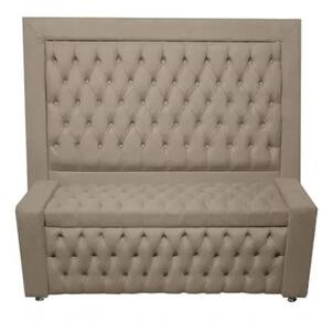Kit Cabeceira De Cama Box E Calçadeira Baú Retro Capitonê Botão Encapados King 195 Cm Suede Capuccino Eli Móveis