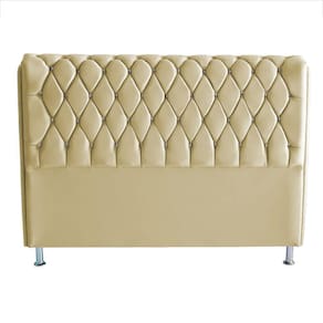 Cabeceira De Cama Box Londres Casal 140 Cm Suede Botão De Strass Bege Eli Móveis E Decoração