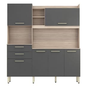 Armario De Cozinha Select Com 6 Portas E 2 Gavetas Avena/grafito