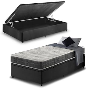 Cama Baú Solteiro King + Colchão San Francisco Ortopédico 96
