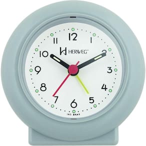 Despertador Analógico Redondo Tradicional Quartz Cinza - Cinza