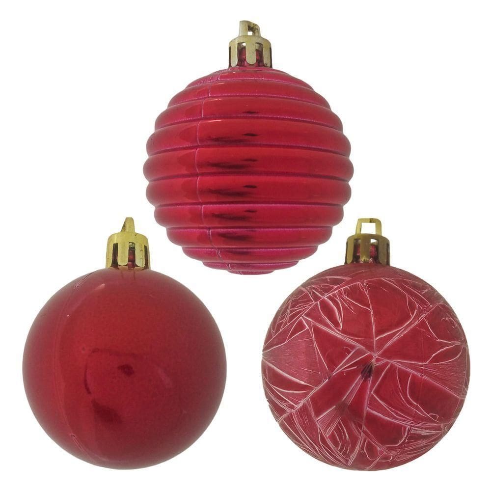 Bola De Natal Vermelha Kit Mista 5cm - 20 Unidades