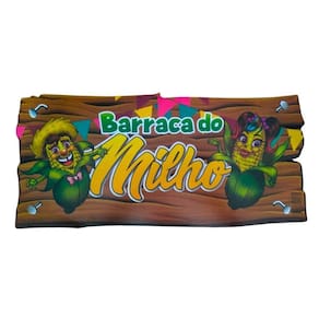 Placa Festa Junina Para Barraca - 48cm X 22cm Modelo Milho