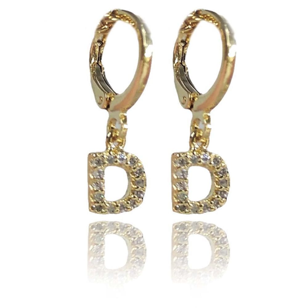 Brinco Argolinha De Letras Com Zircônias