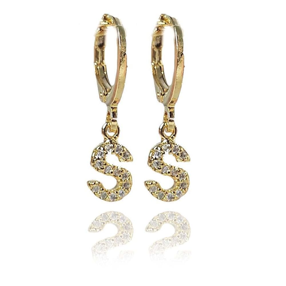 Brinco Argolinha De Letras Com Zircônias