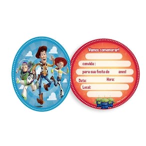 Convite De Aniversário Toy Story 4 - 8 Unidades