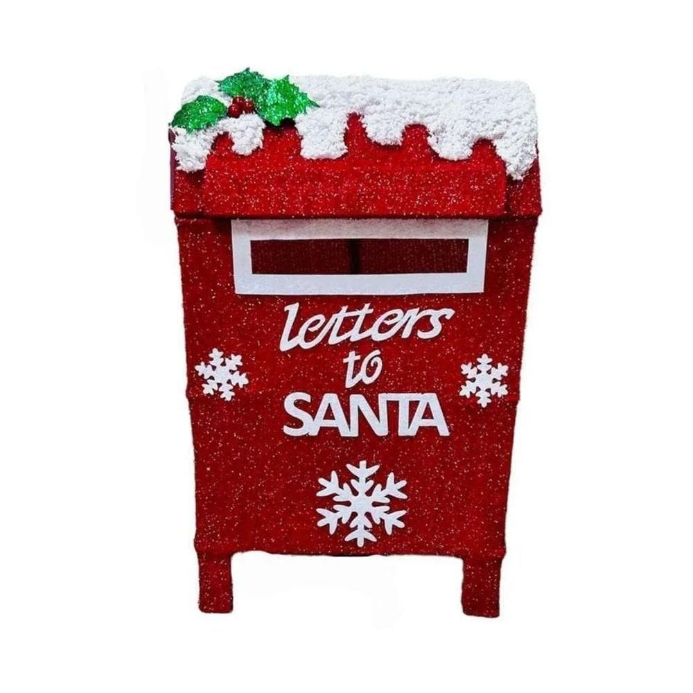 Enfeite Caixa De Correio Papai Noel 3d Com Lampadas Led