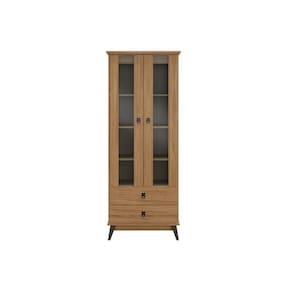 Cristaleira com 2 Portas de Vidro 2 Gavetas CR322 70cm Naturalle - Decibal