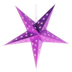 Estrela De Natal Holográfica Metalizada - 60cm Pink