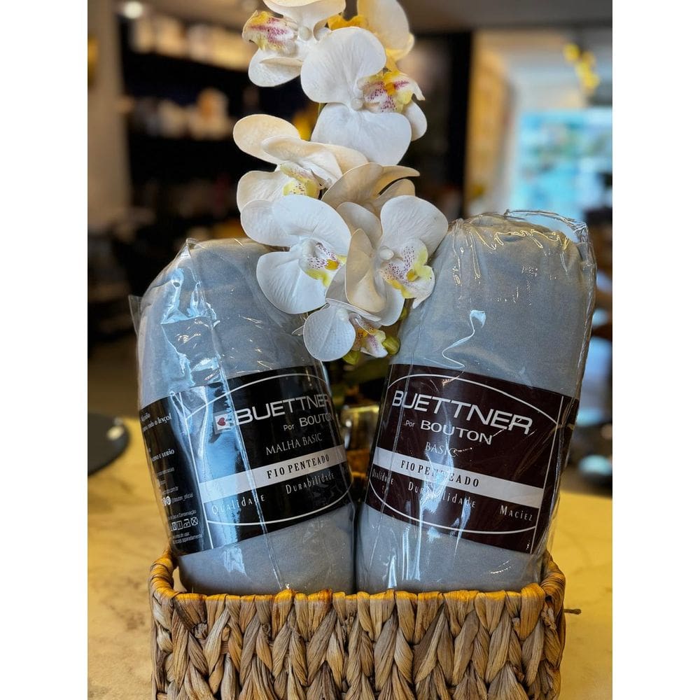 Jogo lençol Casal Liso Prata Malha Buettner