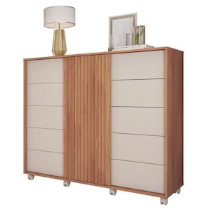 Cômoda Grande 2 Portas 5 Gavetas Marrom Pegasus Caemmun