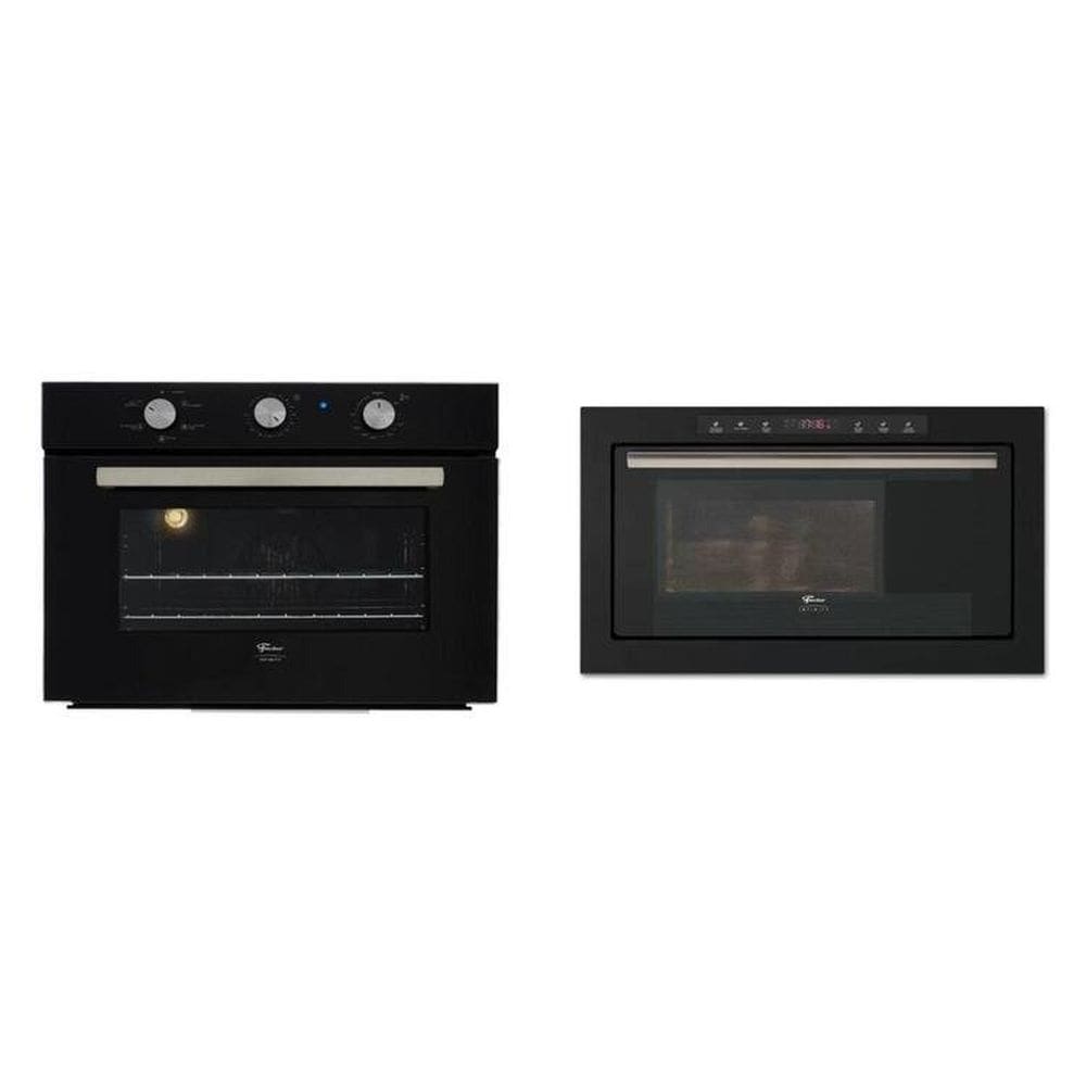 Conjunto de Embutir Fischer com Forno Elétrico 50l com Air Fryer 220v + Micro-ondas 25l Linha Infinity 220v Preto