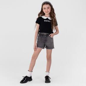 Blusa Cropped Em Cotton Wandinha Infantil Menina Brandili