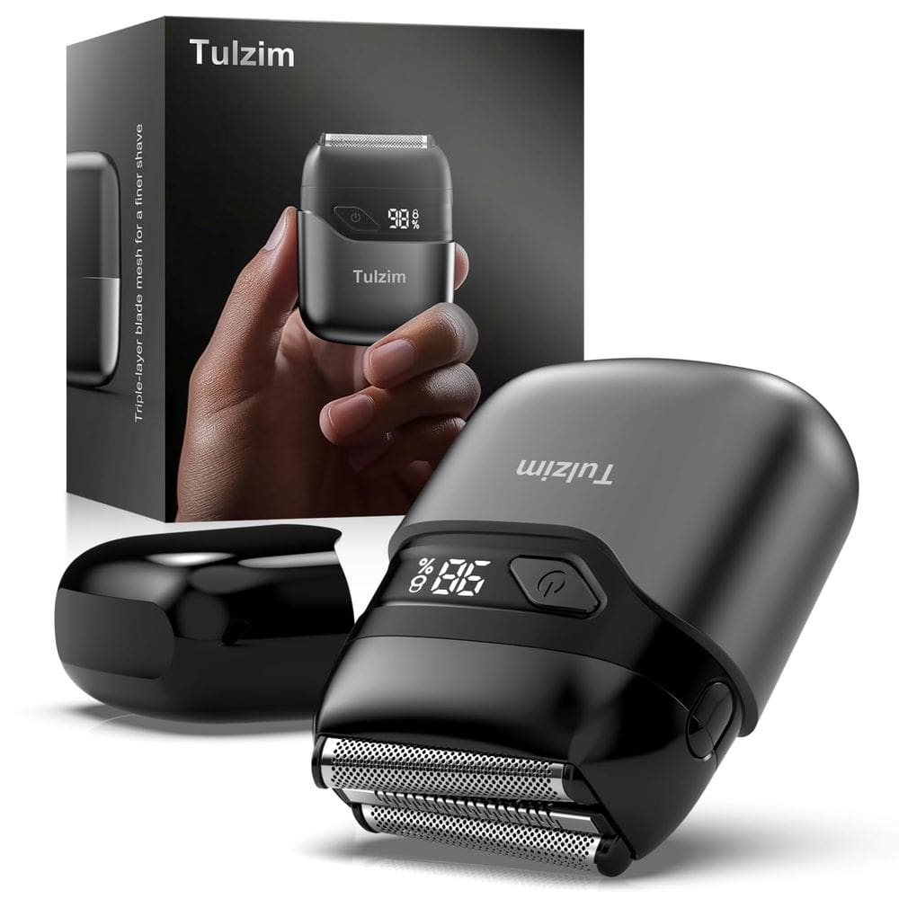 Máquina de barbear elétrica Tulzim, mini tela LED atualizada IPX7