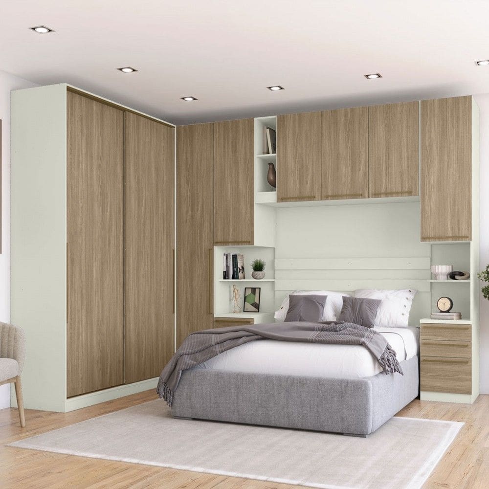 Guarda-Roupa Casal Modulado Seletto 8 Portas 9 Gavetas Me29 Areia/Jequitibá - Henn