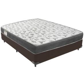 Cama Box Marrom e Colchão ISO100 Espuma D33 Casal Ortobom