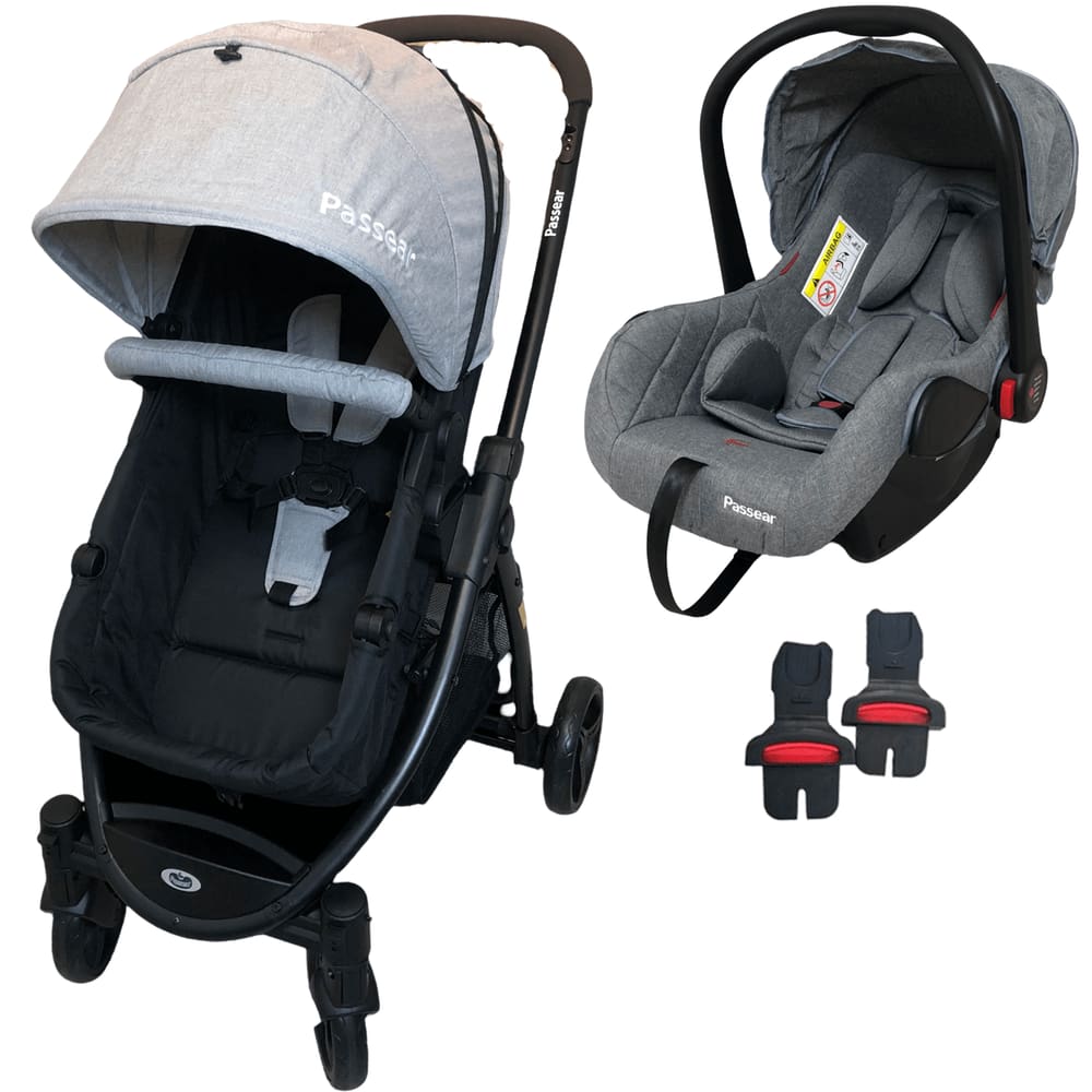 Carrinho de Bebe Bebe Conforto Passear Baby Jupiter 3 em 1 Cinza