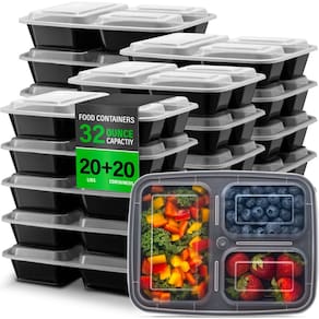 Recipientes de preparação de refeições Ez Prepa 32 onças 3 compartimentos x20