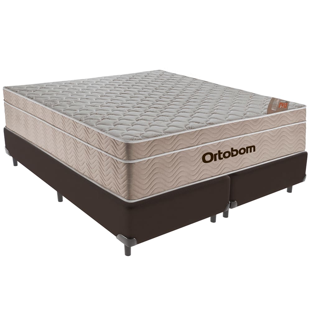 Cama Box Marrom e Colchão Airtech Spring Molas Ensacadas Queen Ortobom