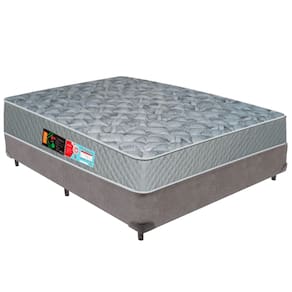 Cama Box Cinza e Colchão Sleep Max D33 Casal Castor