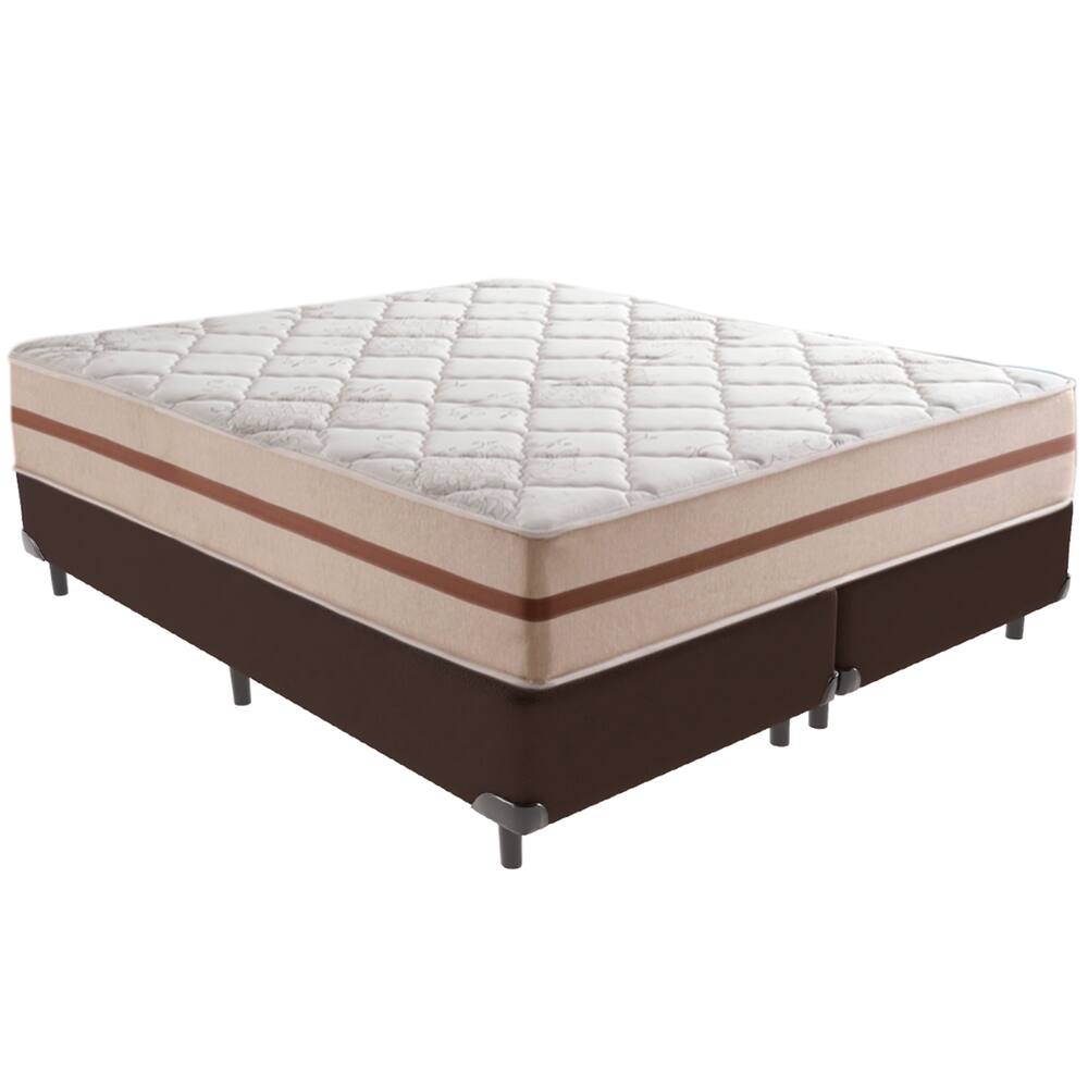 Cama Box Marrom e Colchão Classic 26 cm Molas ensacadas King Anjos