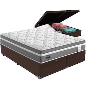 Cama Box Baú Marrom e Colchão Berlim Molas Ensacadas Queen Probel