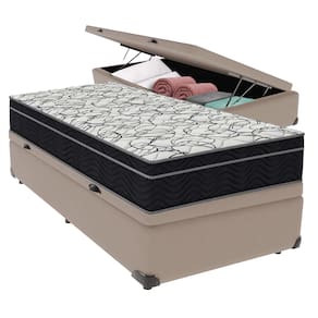 Cama Box Baú e Colchão Airtech 150 Espuma D45 Solteiro Ortobom