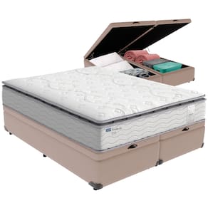 Cama Box Baú Bege e Colchão Amsterdã Molas Ensacadas Queen Probel