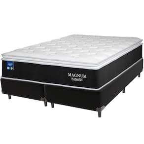 Cama Box Preto e Colchão Magnum Molas Ensacadas Queen Plumatex