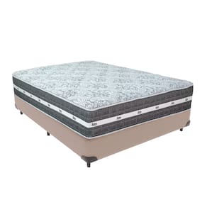 Cama Box Bege e Colchão Black Graphite Molas Ensacadas Casal 138x188X27 Anjos