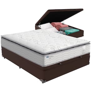 Cama Box Baú Marrom e Colchão Amsterdã Molas Ensacadas Casal Probel