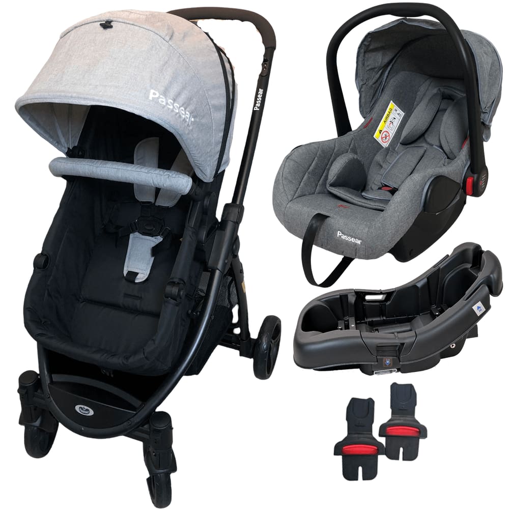 Carrinho de Bebe Bebe Conforto Base Passear Baby Jupiter Cinza