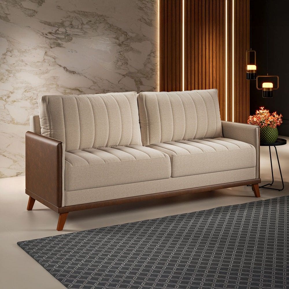 Sofá 4 Lugares Living Distreto Bronze/Durango - Viero Móveis
