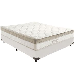 Cama Box Branco e Colchão King Best Bege Molas Ensacadas Casal Anjos