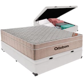 Cama Box Baú Branco e Colchão Airtech Spring Molas Ensacadas Viúvo Ortobom