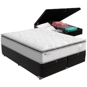 Cama Box Baú Preto e Colchão Amsterdã Molas Ensacadas Queen Probel